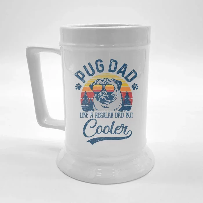 Vintage Pug Dad Like A Regular Dad But Cooler Funny Front & Back Beer Stein