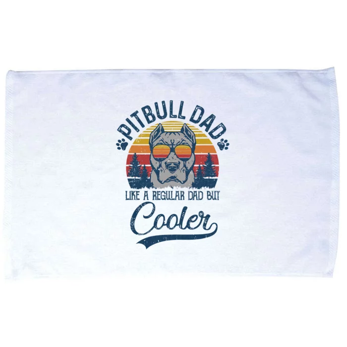 Vintage Pitbull Dad Like A Regular Dad But Cooler Funny Microfiber Hand Towel