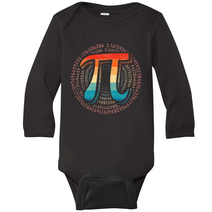 Vintage Pi Day Funny Pi Mathematic Math for Teachers Baby Long Sleeve Bodysuit