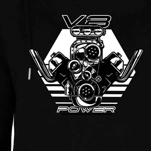 V8 Power Engine Womens Funnel Neck Pullover Hood