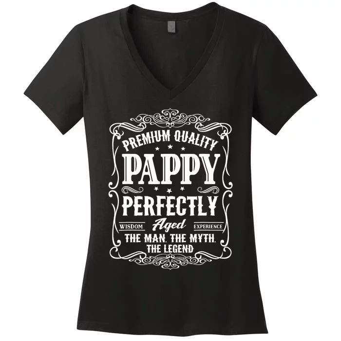 Vintage Pappy Fathers Day Grandpa Gift For Women's V-Neck T-Shirt