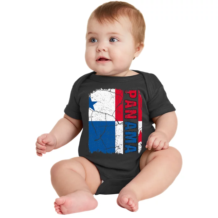 Vintage Panamanian Flag Panama Pride Roots Heritage Gift Baby Bodysuit