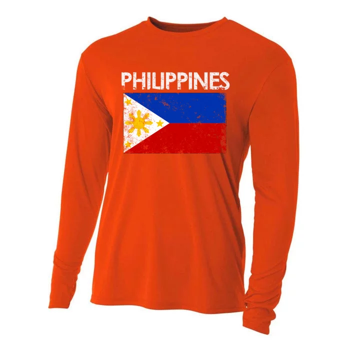 Vintage Philippines Filipino Flag Pride Gift Great Gift Cooling Performance Long Sleeve Crew