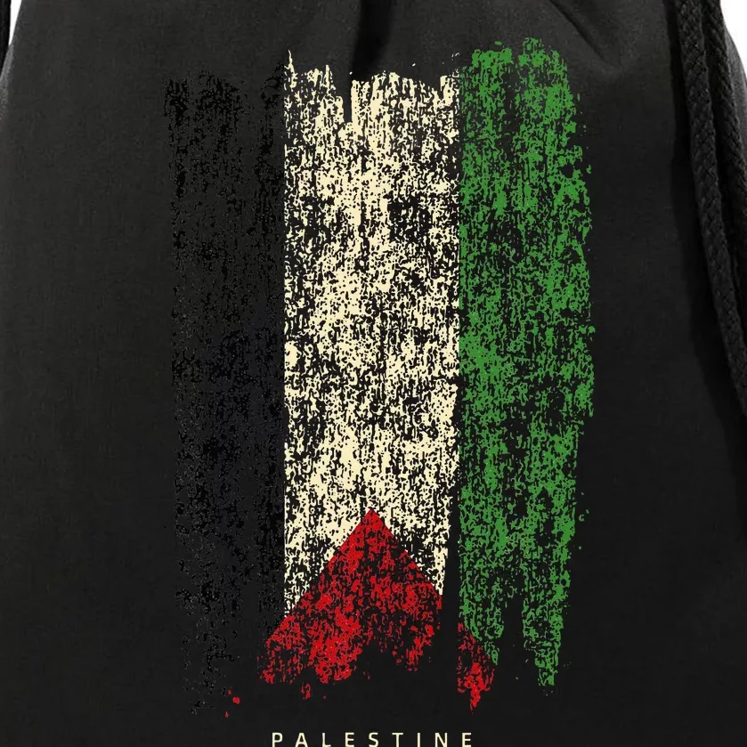 Vintage Palestine Flag Retro Palestinian Flag Palestinian Drawstring Bag