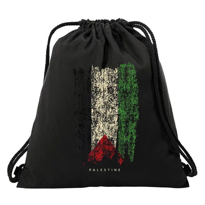 Vintage Palestine Flag Retro Palestinian Flag Palestinian Drawstring Bag