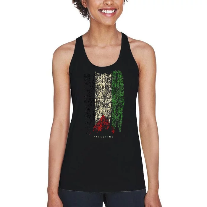 Vintage Palestine Flag Retro Palestinian Flag Palestinian Women's Racerback Tank