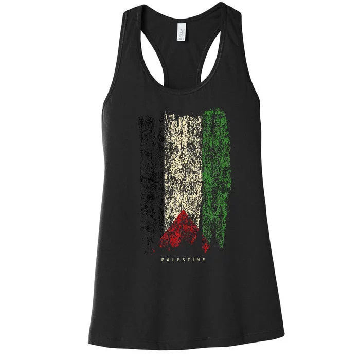 Vintage Palestine Flag Retro Palestinian Flag Palestinian Women's Racerback Tank