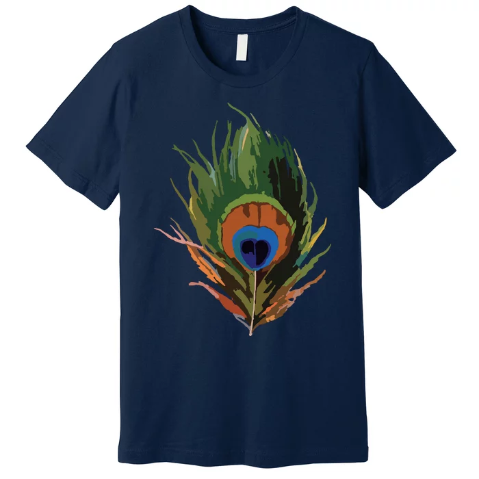 Vintage Peacock Feather Print Premium T-Shirt