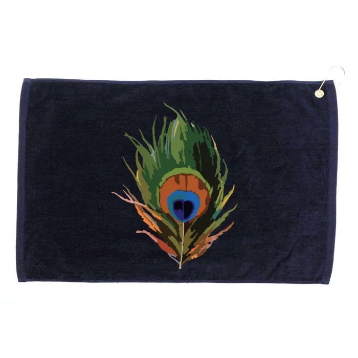 Vintage Peacock Feather Print Grommeted Golf Towel