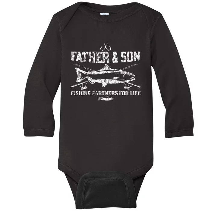 Vintage Partner For Life Father Son Dad Matching Fishing Baby Long Sleeve Bodysuit