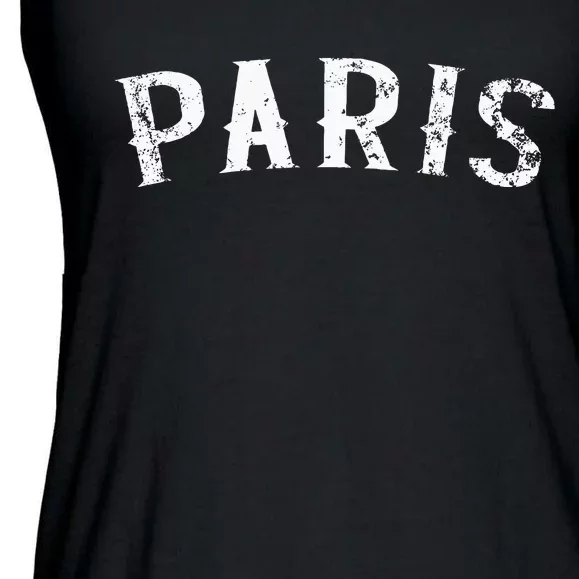 Vintage Paris France Distressed White Text Apparel Swea Ladies Essential Flowy Tank