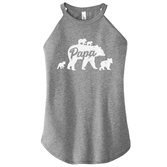 Vintage Papa Father Bear With 4 Cub Mothers Day Women’s Perfect Tri Rocker Tank