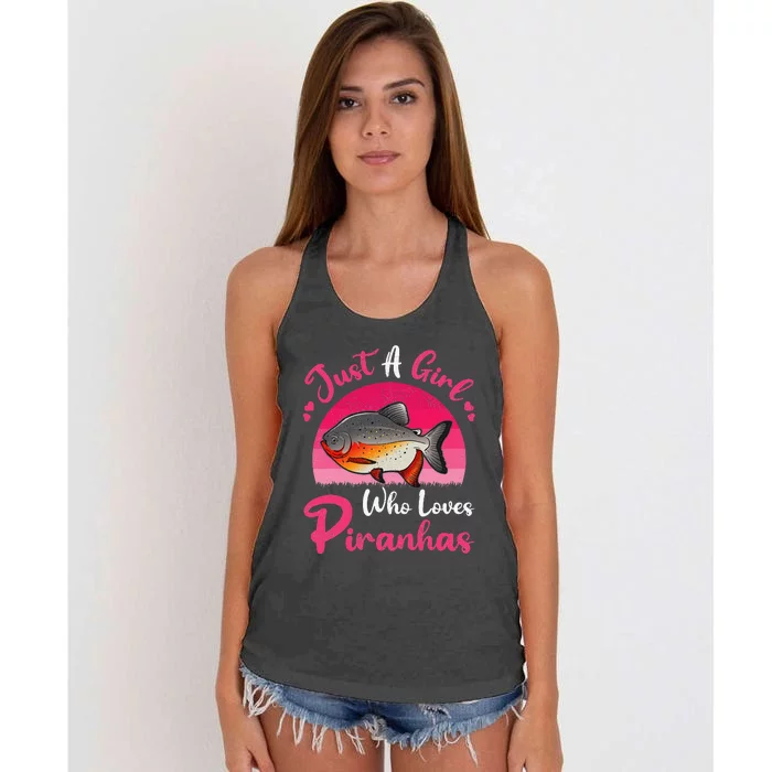 Vintage Piranha Fish Lover Just A Who Loves Piranhas Women's Knotted Racerback Tank