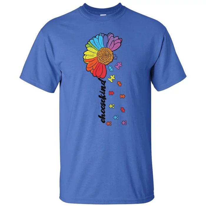 Vintage Puzzle Flower Choose Kind Autism Awareness Kindness Gift Tall T-Shirt