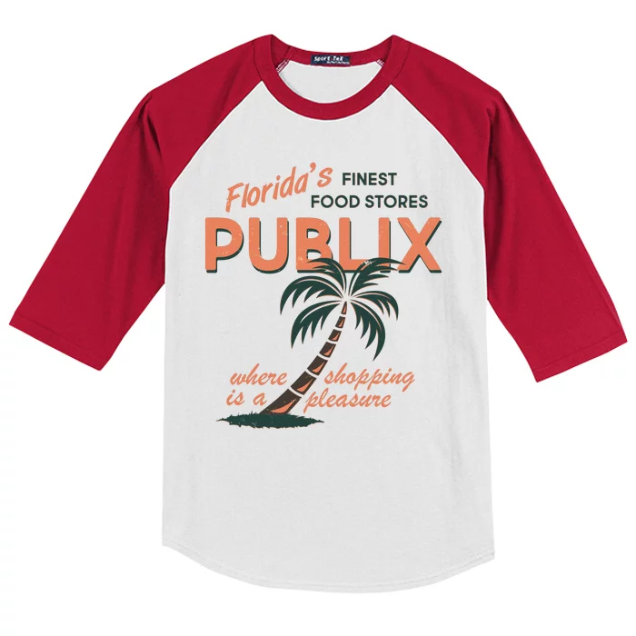 Vintage Publix Florida's Finest Food Stores Kids Colorblock Raglan Jersey