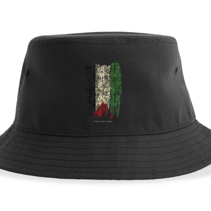 Vintage Palestine Flag Retro Palestinian Flag Palestinian Sustainable Bucket Hat