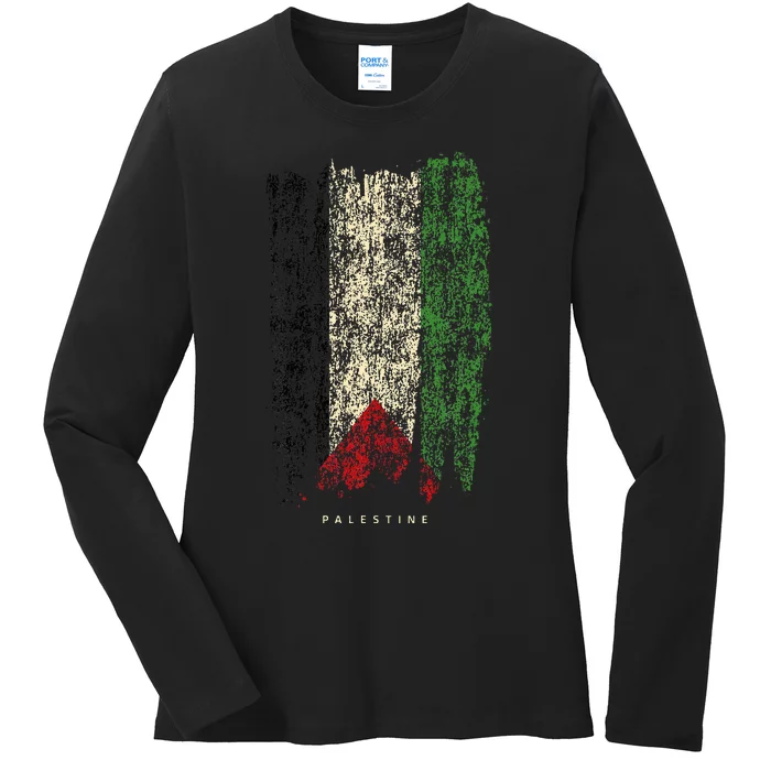 Vintage Palestine Flag Retro Palestinian Flag Palestinian Ladies Long Sleeve Shirt