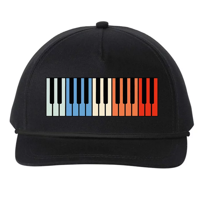 Vintage Piano Funny Pianist Music Keyboard Musician Outfit Snapback Five-Panel Rope Hat