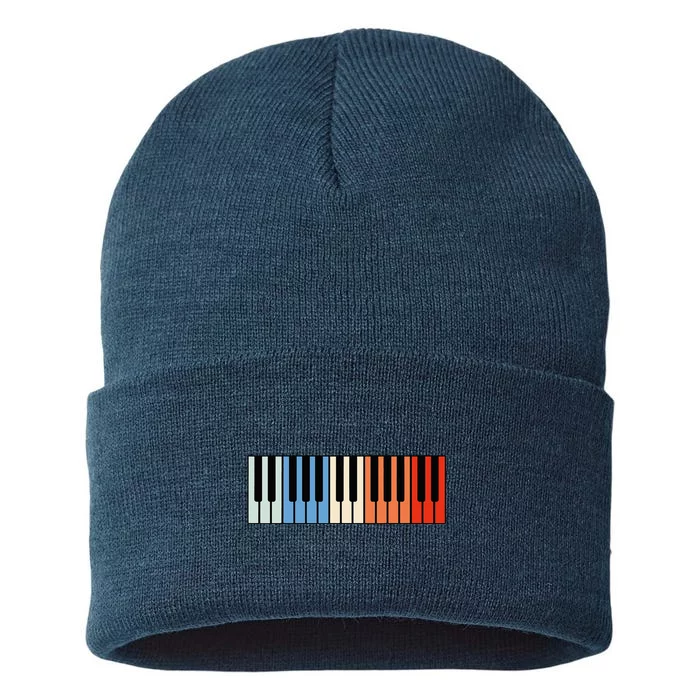 Vintage Piano Funny Pianist Music Keyboard Musician Outfit Sustainable Knit Beanie