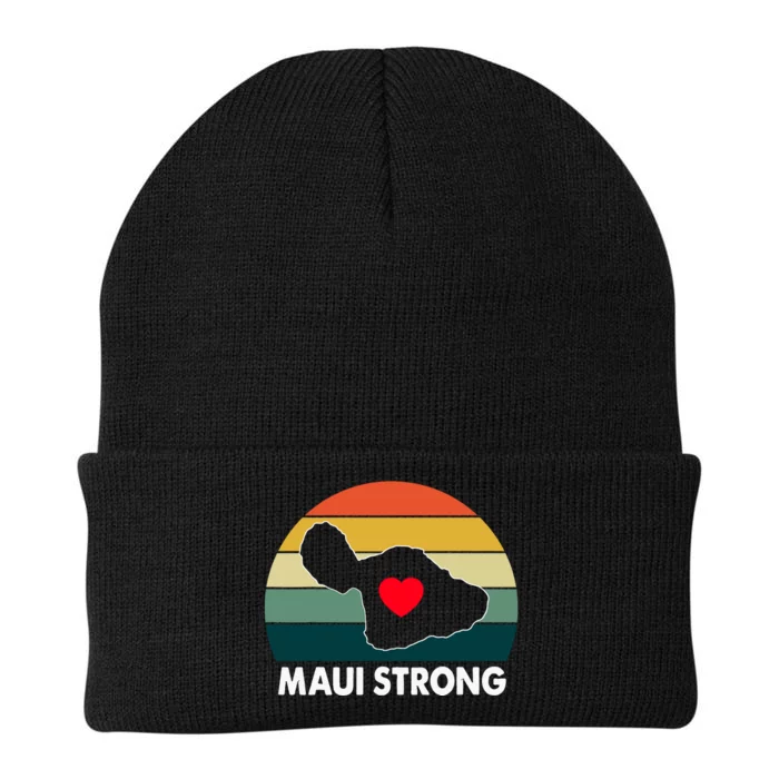 Vintage Pray For Maui Hawaii Strong Heart Gift Maui Fires Knit Cap Winter Beanie