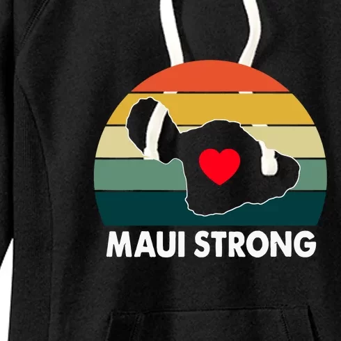 Vintage Pray For Maui Hawaii Strong Heart Gift Maui Fires Women's Fleece Hoodie