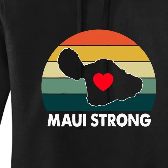 Vintage Pray For Maui Hawaii Strong Heart Gift Maui Fires Women's Pullover Hoodie