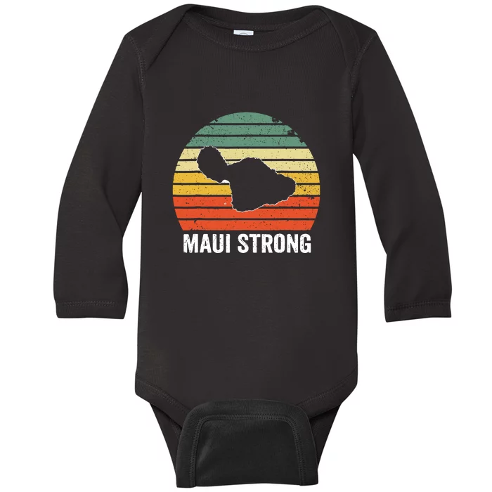 Vintage Pray For Maui Hawaii Strong Gift Baby Long Sleeve Bodysuit