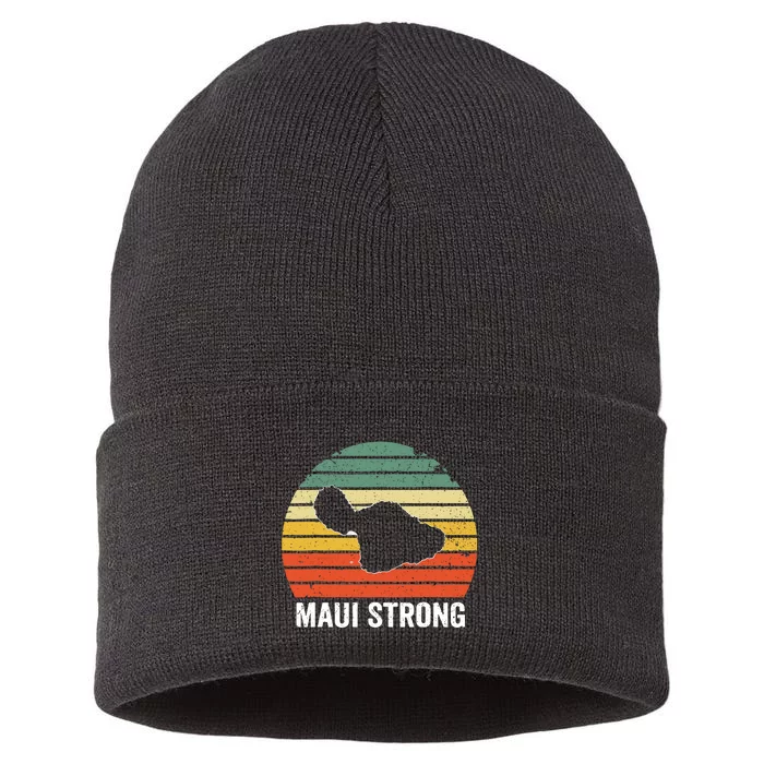 Vintage Pray For Maui Hawaii Strong Gift Sustainable Knit Beanie