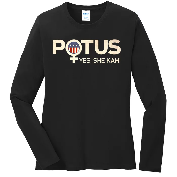 Vintage Potus Female Symbol Yes She Kam Harris For President Ladies Long Sleeve Shirt