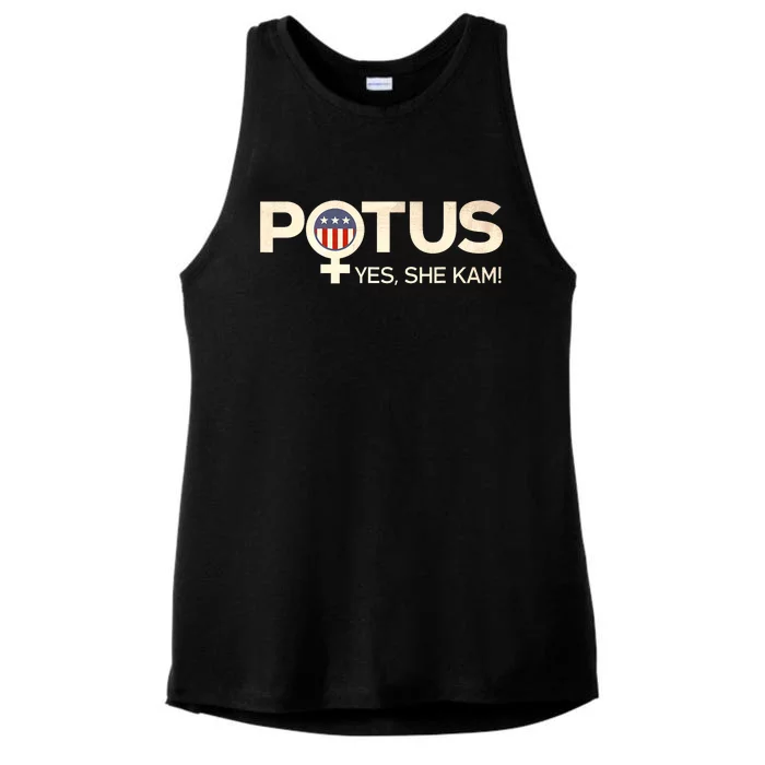 Vintage Potus Female Symbol Yes She Kam Harris For President Ladies Tri-Blend Wicking Tank