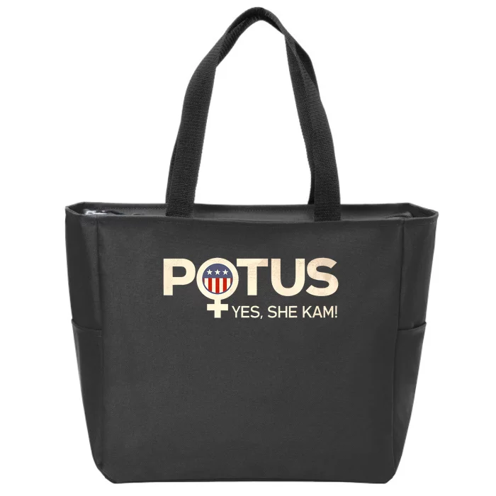 Vintage Potus Female Symbol Yes She Kam Harris For President Zip Tote Bag