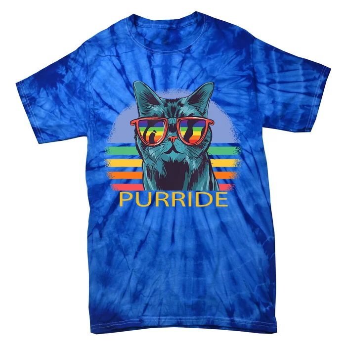 Vintage Purride Funny Cat Lgbt Pride Awareness Lgbt Month Gift Tie-Dye T-Shirt