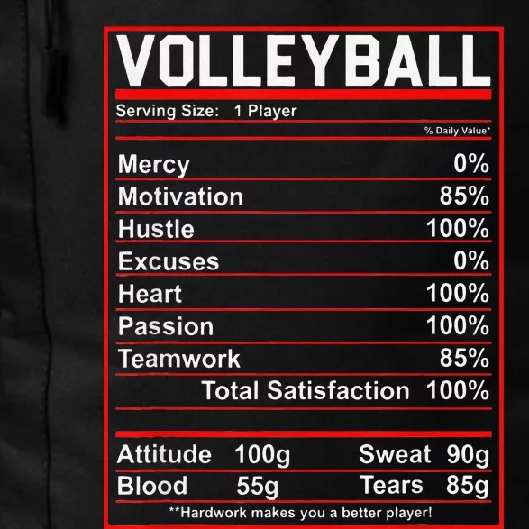 Volleyball Player Funny Volleyball Nutrition Facts Daily Commute Backpack