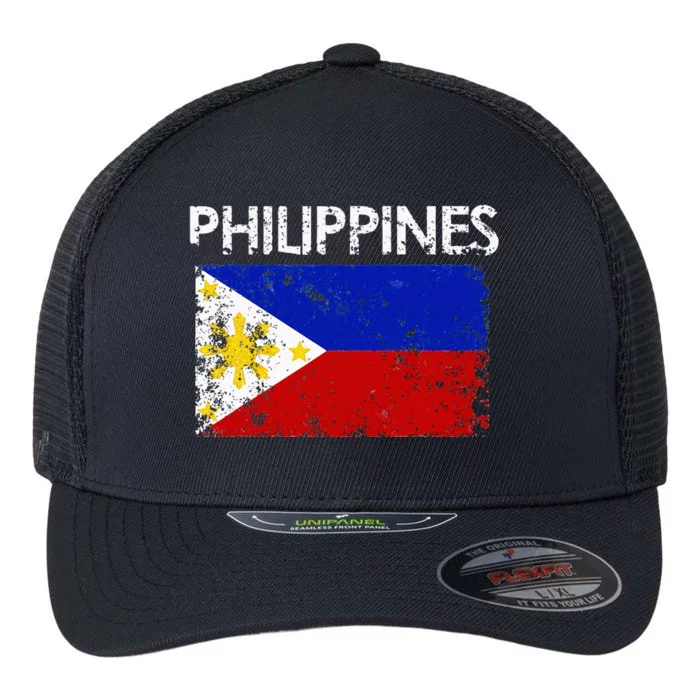 Vintage Philippines Filipino Flag Pride Gift Flexfit Unipanel Trucker Cap