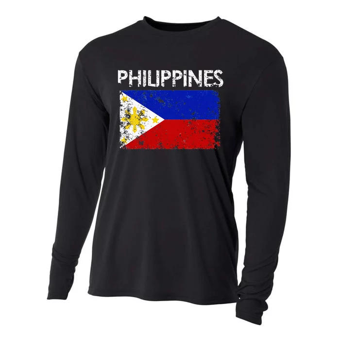 Vintage Philippines Filipino Flag Pride Gift Cooling Performance Long Sleeve Crew