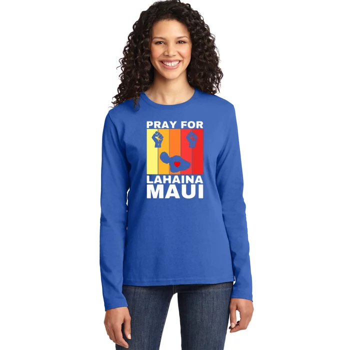 Vintage Pray For Lahaina Maui Gift Ladies Long Sleeve Shirt