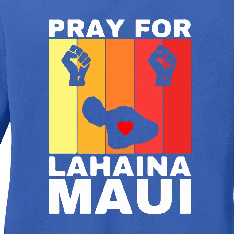 Vintage Pray For Lahaina Maui Gift Ladies Long Sleeve Shirt