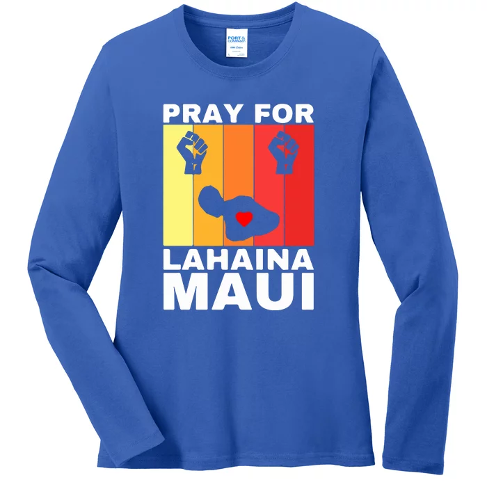 Vintage Pray For Lahaina Maui Gift Ladies Long Sleeve Shirt