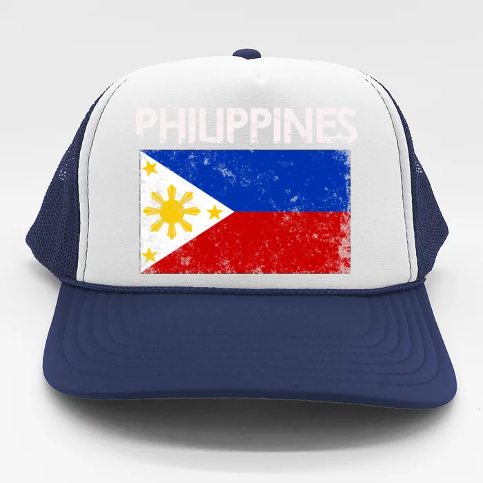 Vintage Philippines Filipino Flag Pride Gift Trucker Hat