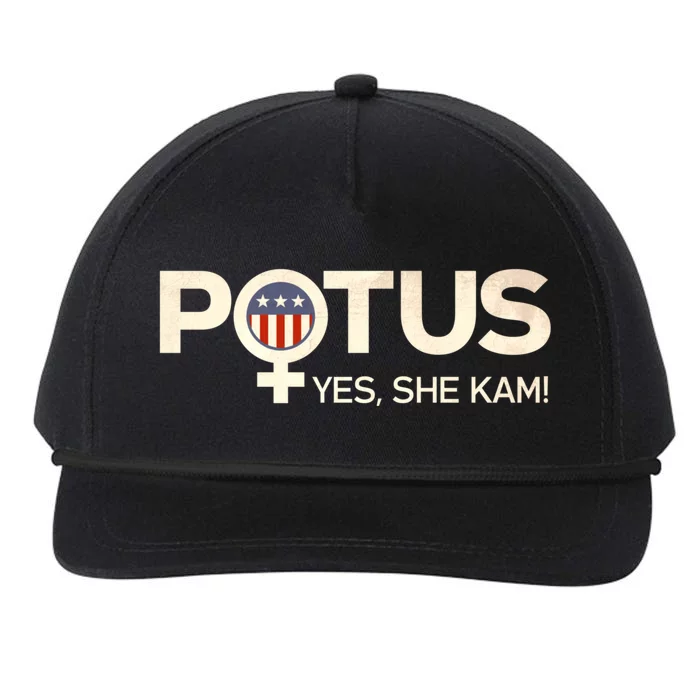 Vintage Potus Female Symbol Yes She Kam Harris For President Snapback Five-Panel Rope Hat