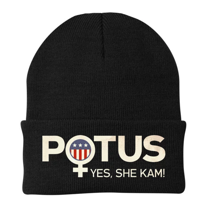 Vintage Potus Female Symbol Yes She Kam Harris For President Sweat Knit Cap Winter Beanie