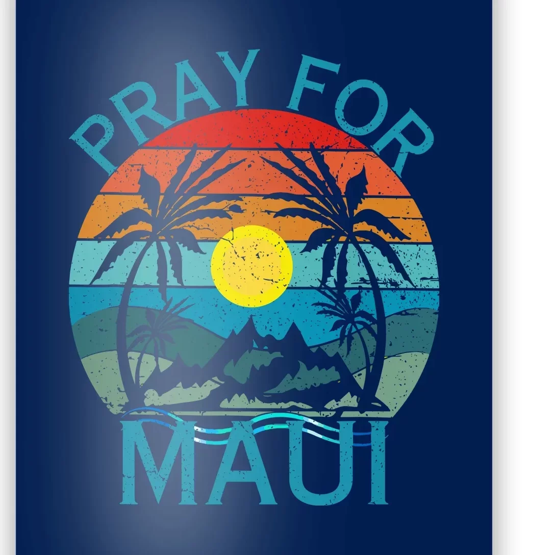 Vintage Pray For Maui Hawaii Wildflower Support Gift Poster