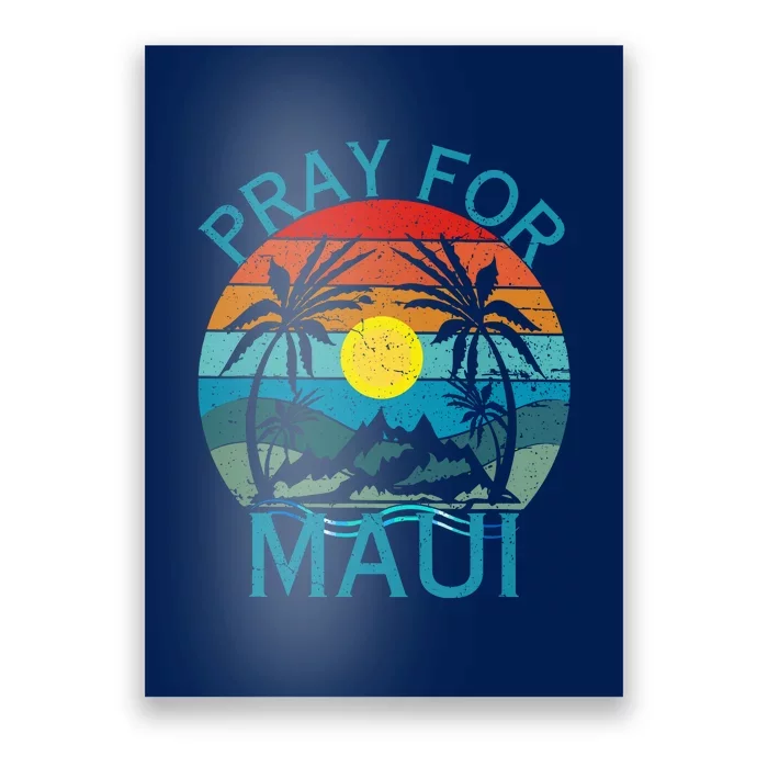 Vintage Pray For Maui Hawaii Wildflower Support Gift Poster