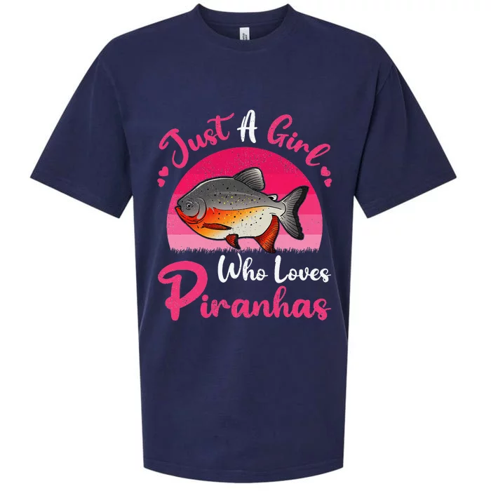 Vintage Piranha Fish Lover Just A Who Loves Piranhas Sueded Cloud Jersey T-Shirt