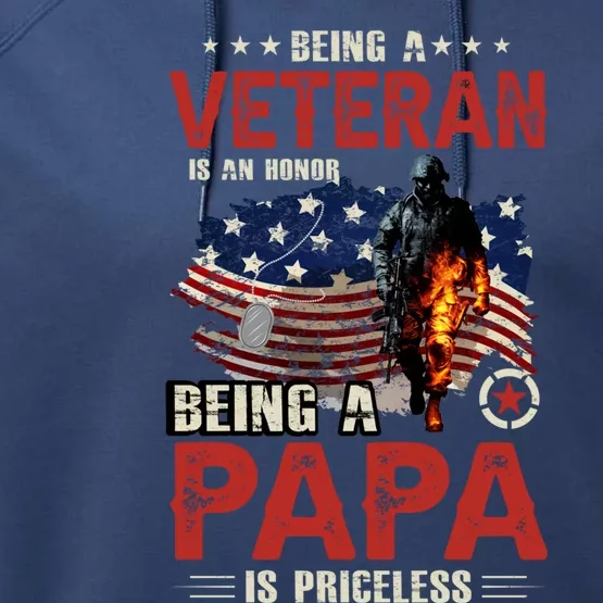 Veteran Papa Great Gift Performance Fleece Hoodie