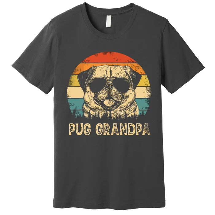 Vintage Pug Grandpa Dog Lovers Fathers Day Premium T-Shirt