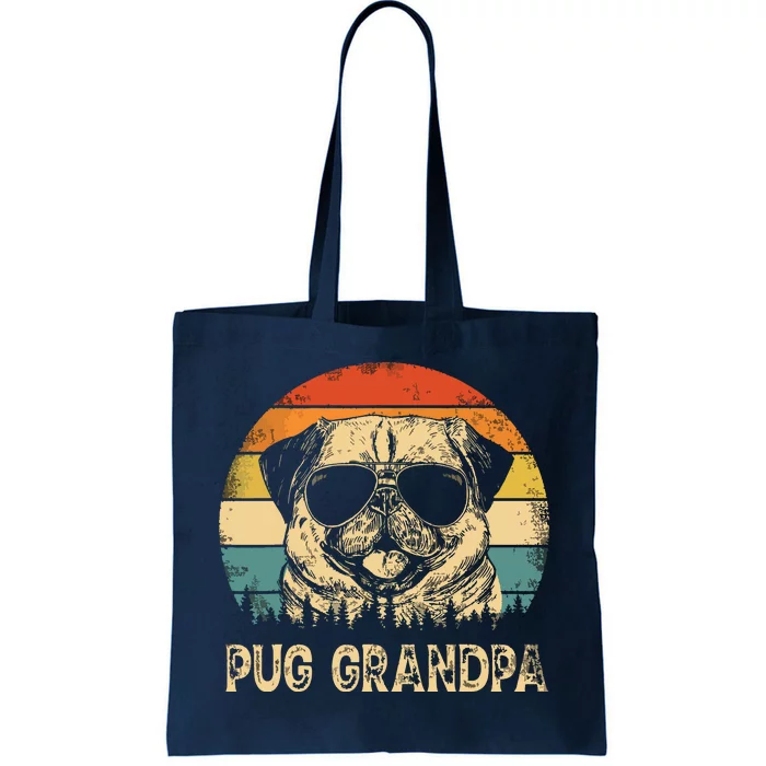 Vintage Pug Grandpa Dog Lovers Fathers Day Tote Bag