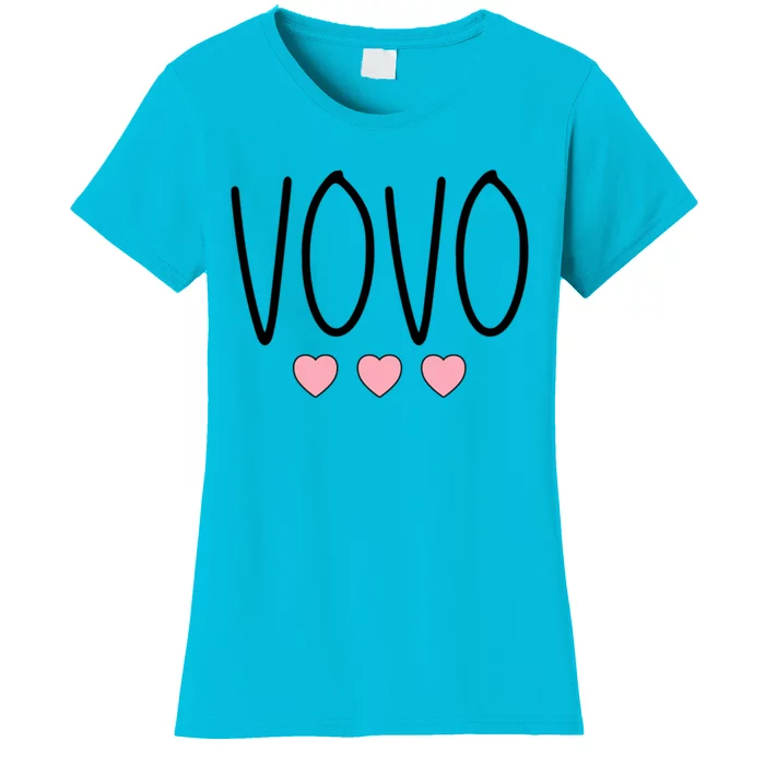 Vovo Portuguese Grandma Grandmother Hearts Minimalistic Vovo Gift Women's T-Shirt