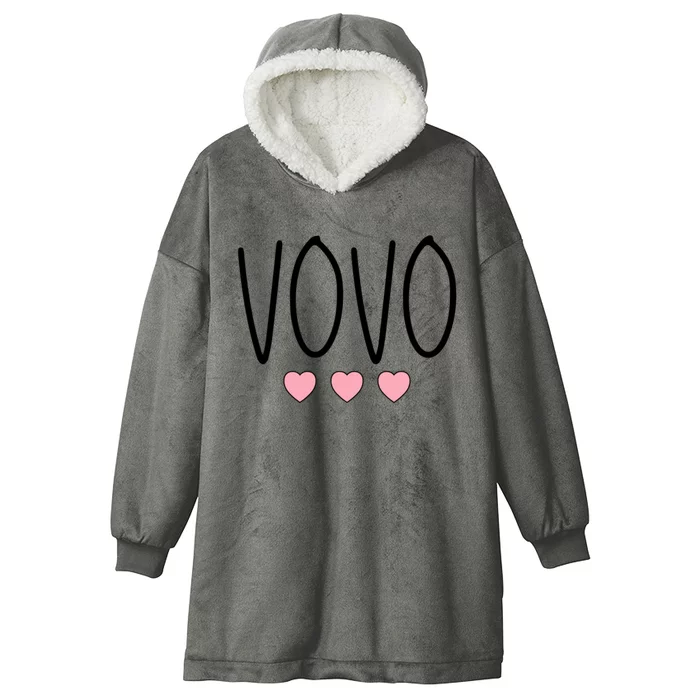 Vovo Portuguese Grandma Grandmother Hearts Minimalistic Vovo Gift Hooded Wearable Blanket