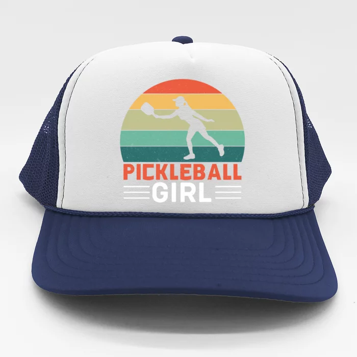 Vintage Pickleball Girl Paddle Trucker Hat